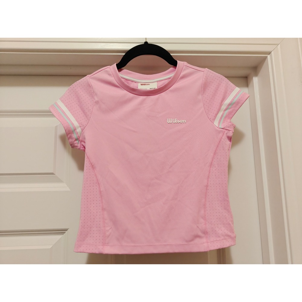 Wilson Girls Pink Short Sleeve‎ Athletic Tennis Top Shirt WGM116 Kids Medium 7/8